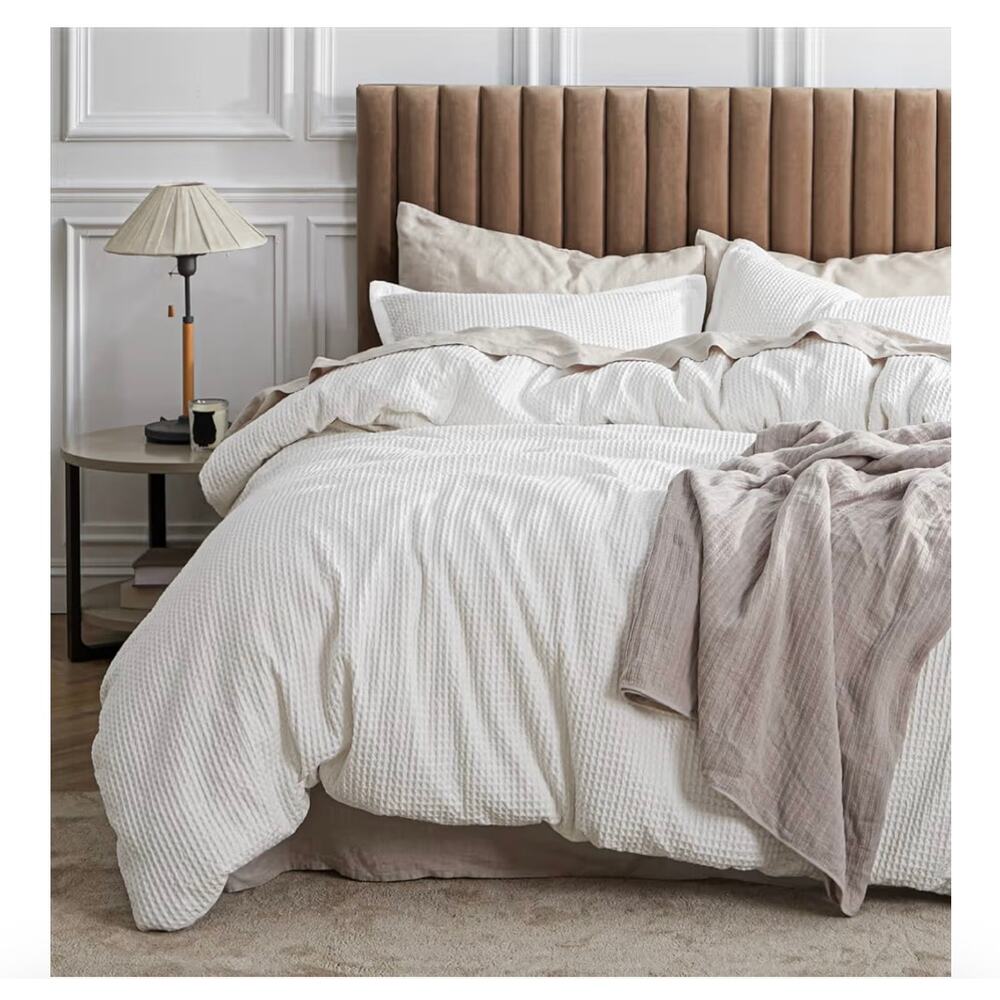 Bedsure Coconut Waffle Pattern King Duvet and Pillow Case Set NIB